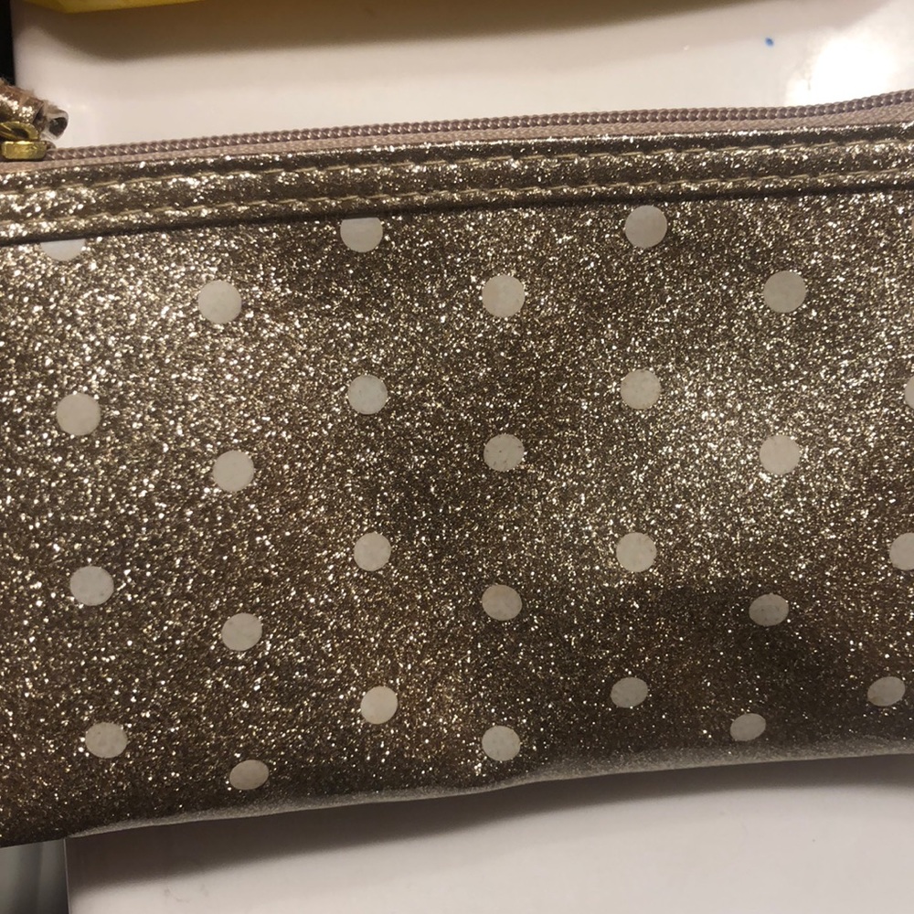 Gold glitter makeup bag